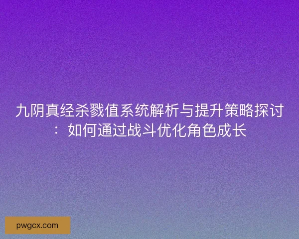 九阴真经杀戮值系统解析与提升策略探讨：如何通过战斗优化角色成长
