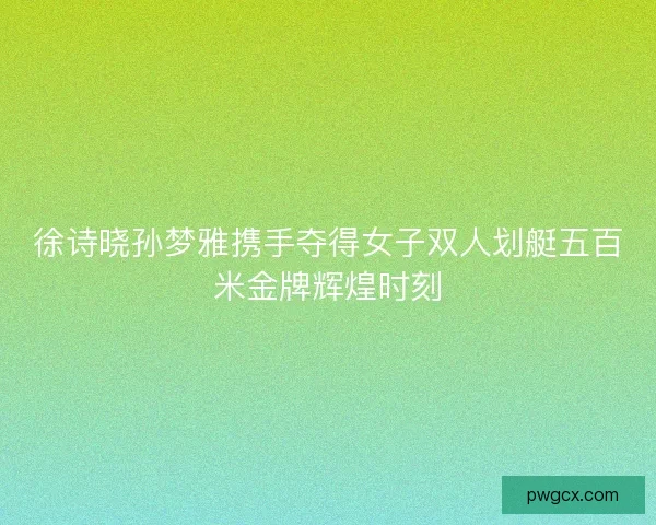 徐诗晓孙梦雅携手夺得女子双人划艇五百米金牌辉煌时刻