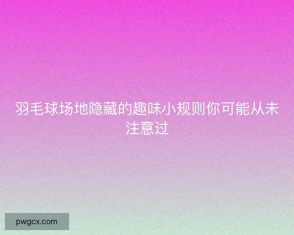 羽毛球场地隐藏的趣味小规则你可能从未注意过